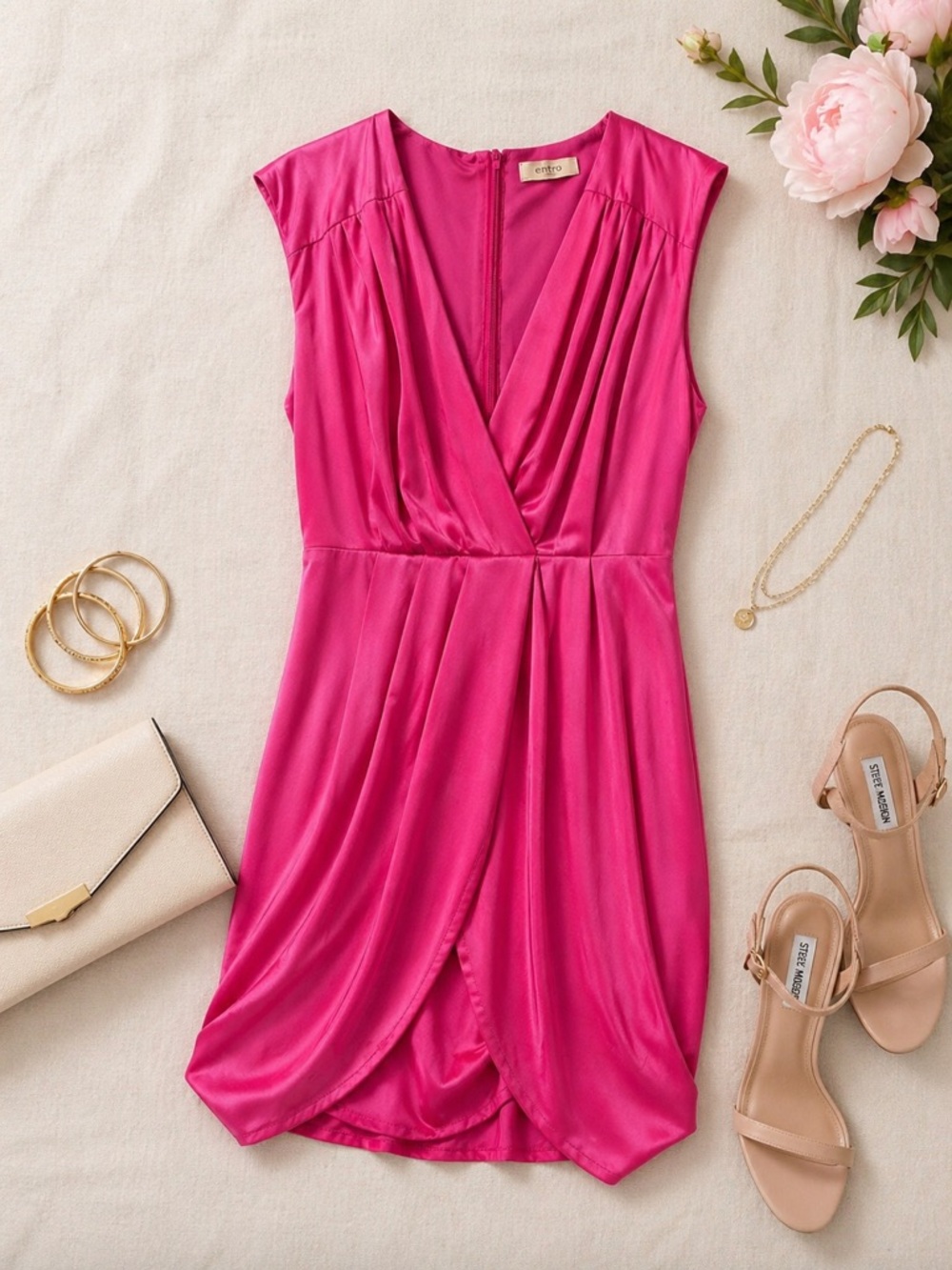 Entro Vibrant Pink Midi Dress